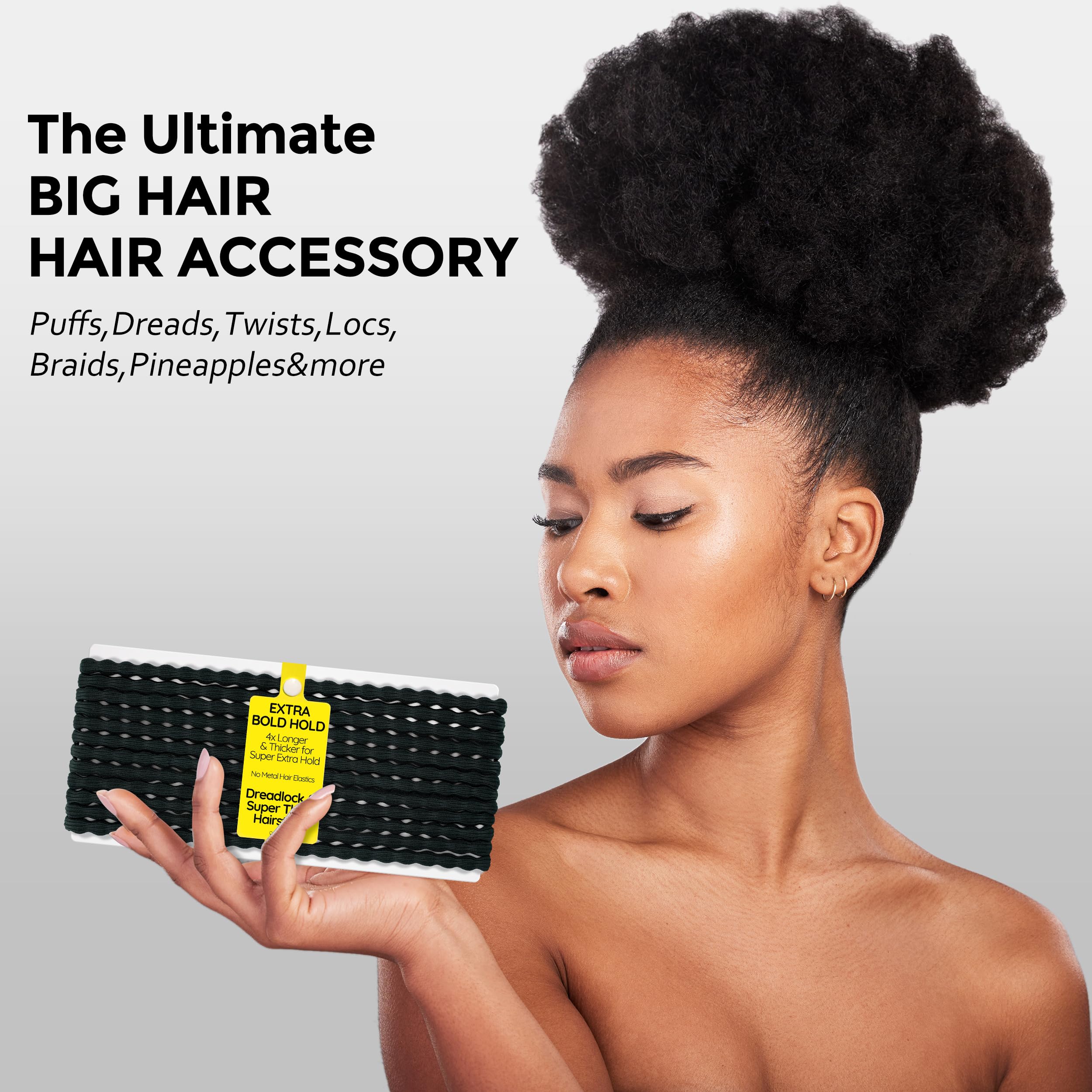 Qooocy secure-hold hair tie in black for workouts and daily routines
