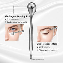 QooWo Eye Roller 360-degree-rotation demonstrates thorough massage coverage around the eye area.