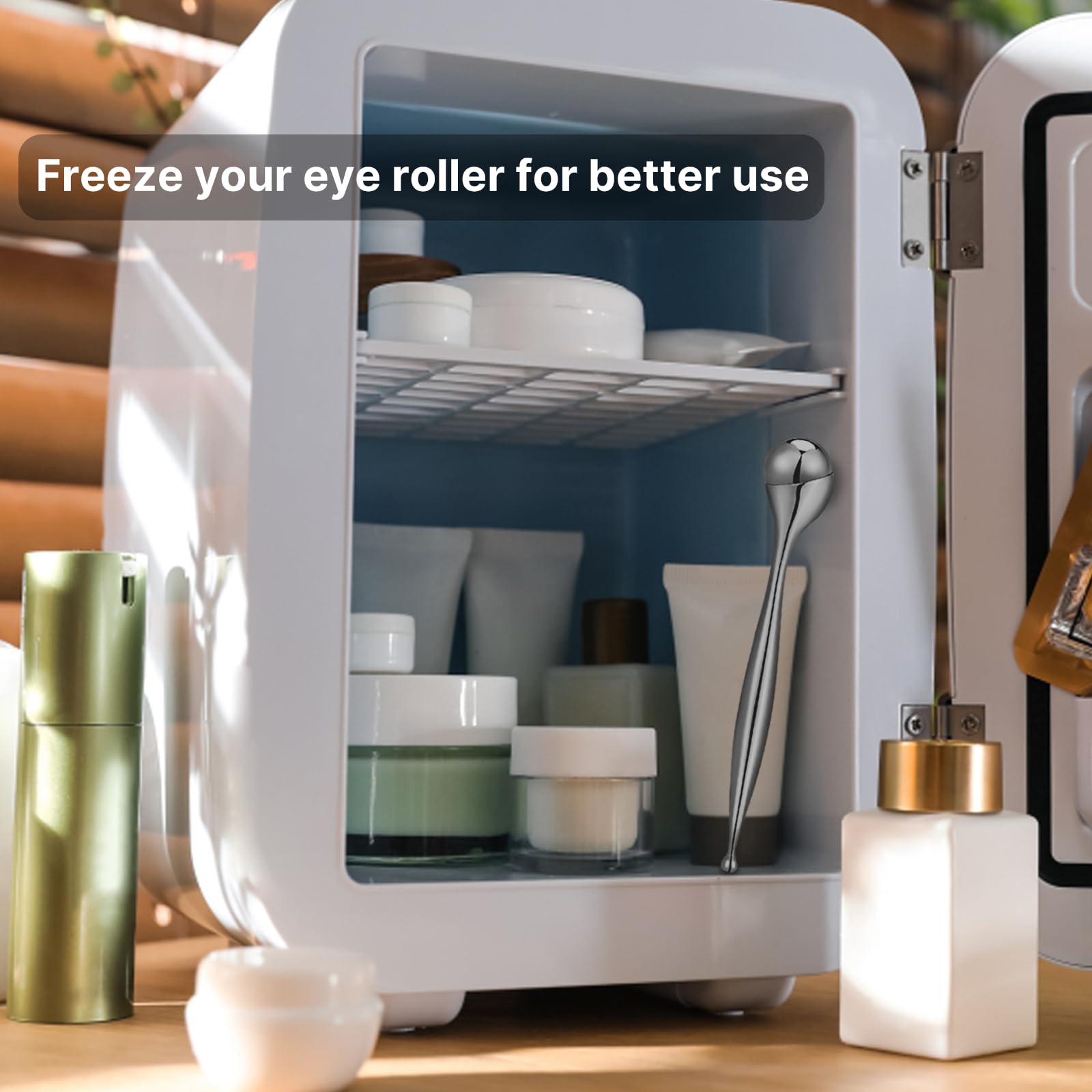 QooWo Eye Roller freezer-cooling for refreshing under-eye puffiness relief.