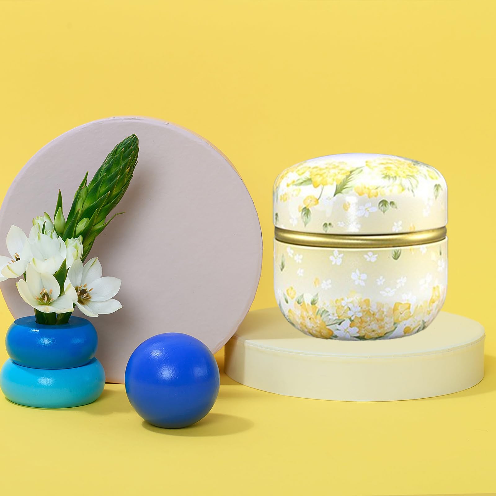 Qopoto tinplate powder box with decorative patterns