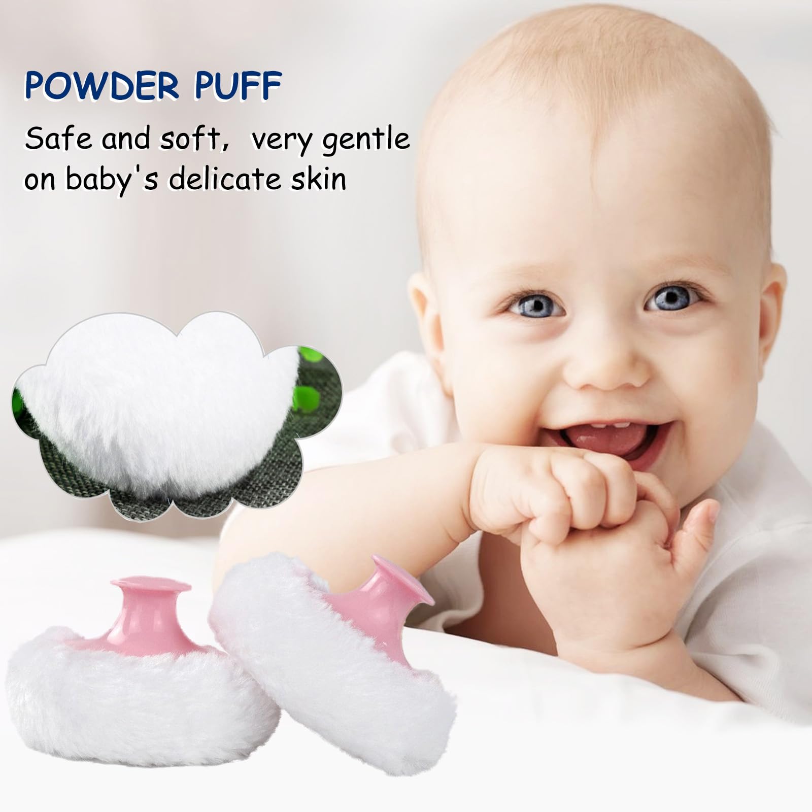 Qopoto Sakura puff with handle design for even, smooth powdering
