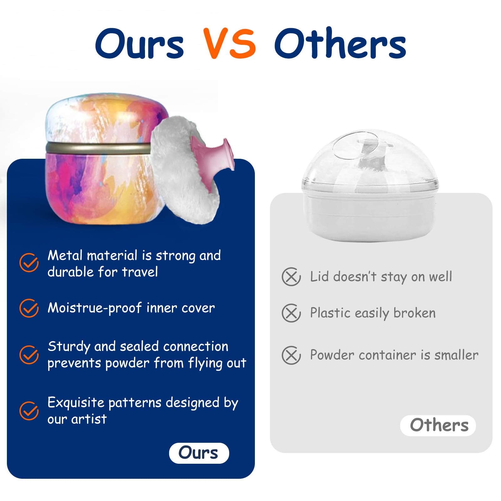 Qopoto travel powder case open demonstrates spill-proof design for on the go