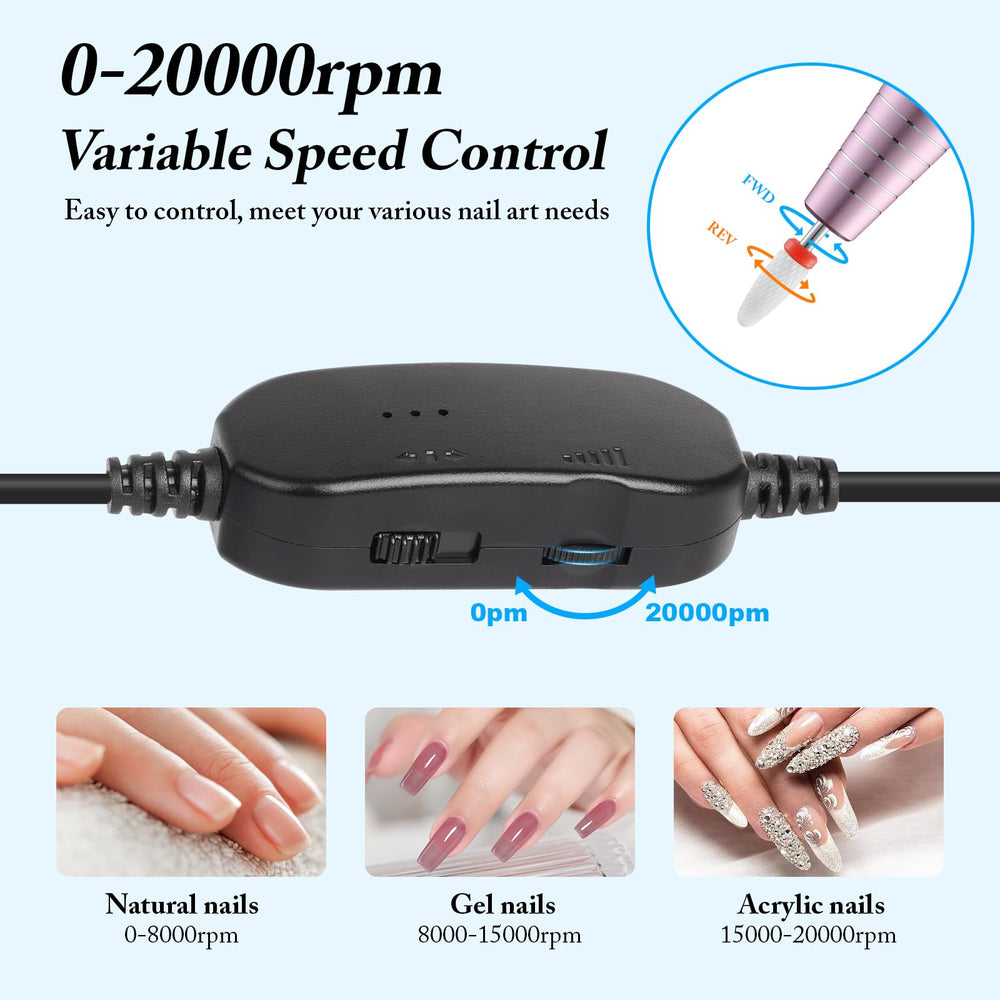 QPVZX Portable nail drill cable connectivity for laptop or power bank use
