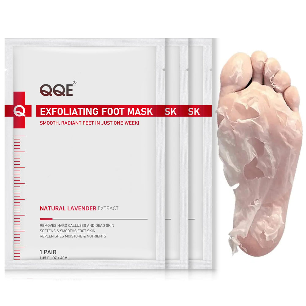 QQE Foot Peel Mask 3-pack box—convenient, value-packed foot care.