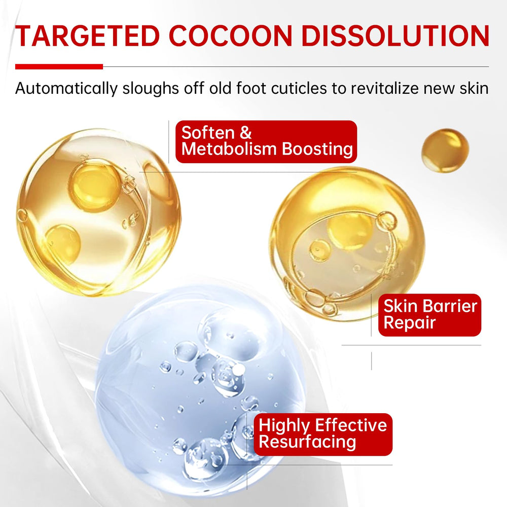 QQE Foot Peel Mask close-up—gentle exfoliation formula with acids.