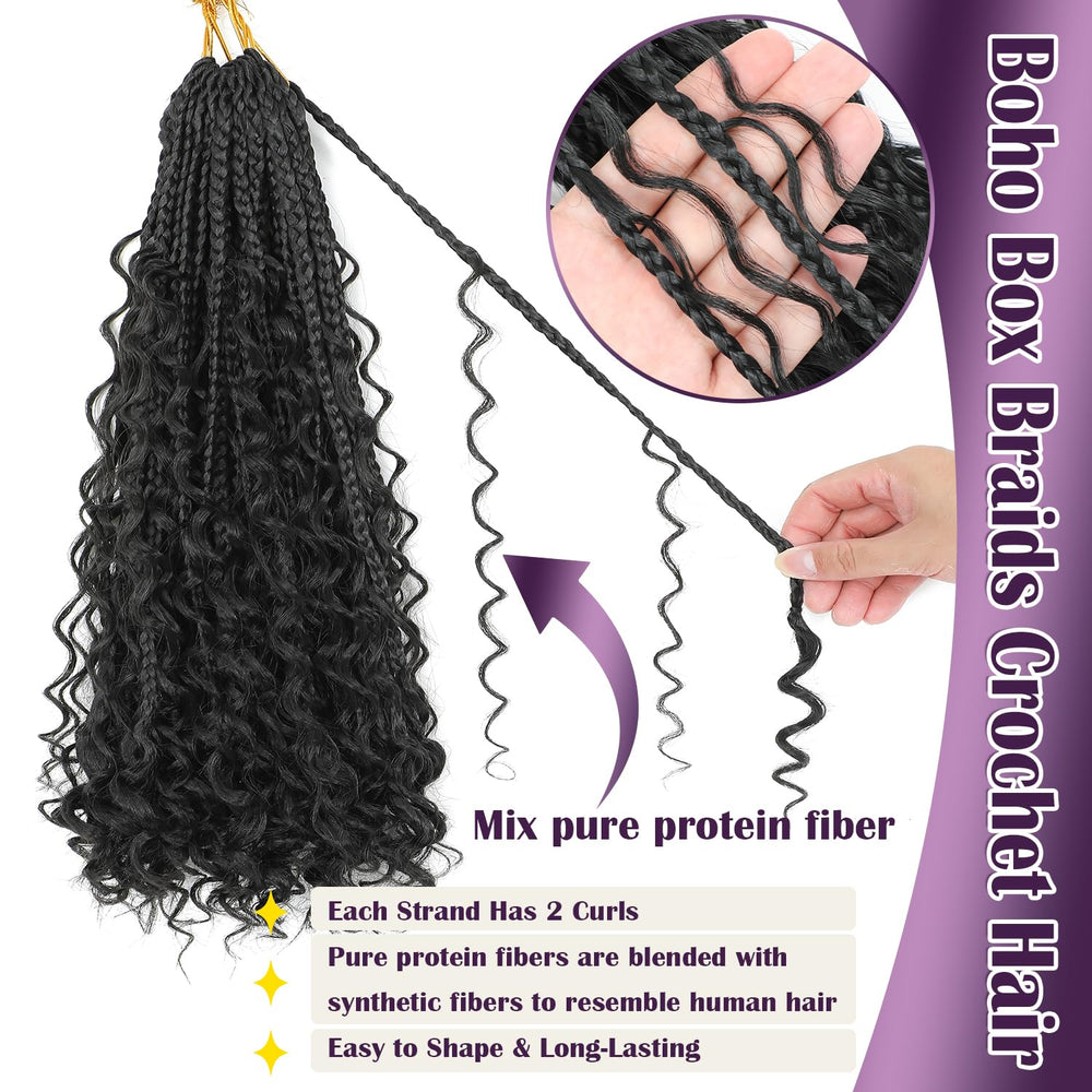 QQPIKHU goddess box braids curly ends for lightweight, long-lasting texture