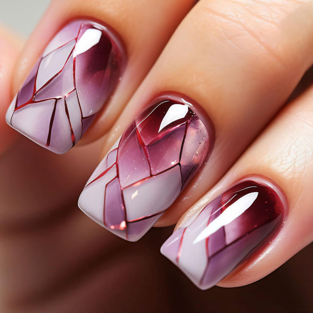 QQPPOLIU uñas postizas cuadradas con brillo corto para uso diario