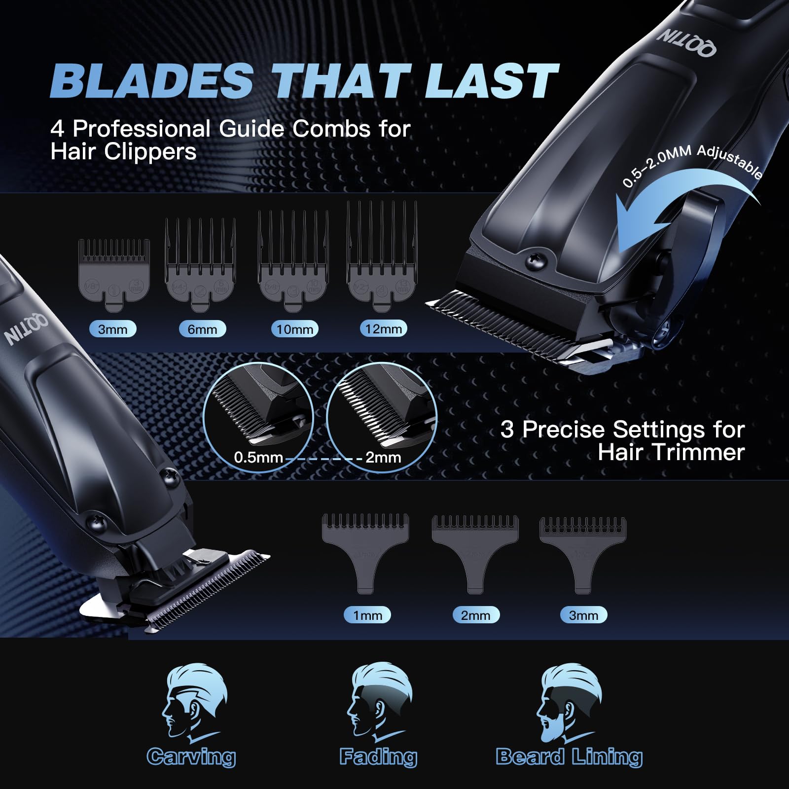 QQTIN at-home barbershop results for professional-looking haircuts