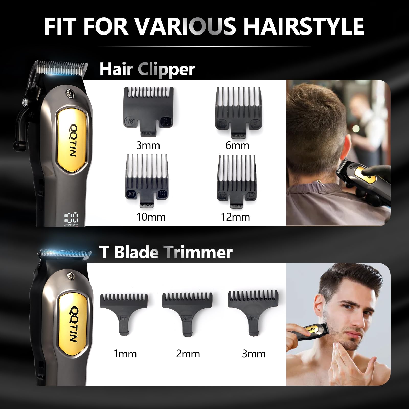QQTIN hair clippers 180 minute battery supports extended grooming