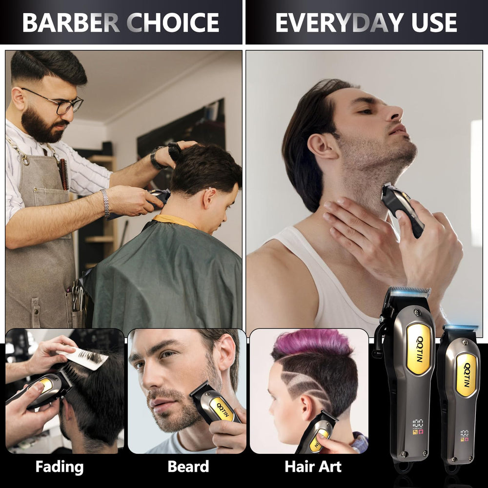 QQTIN hair clippers self-sharpening blades ensure smooth cuts on all hair types