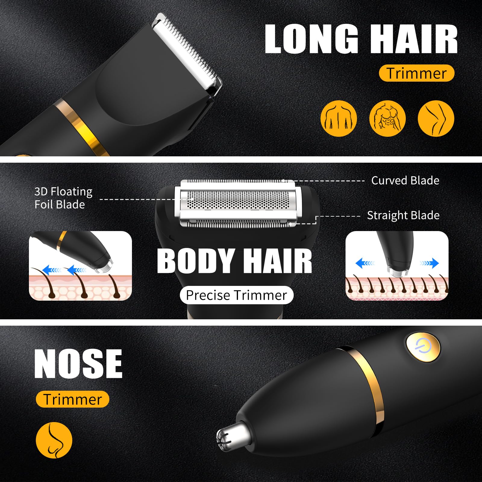 QREEYX Manscape Body Trimmer ceramic blades close-up for safe skin protection