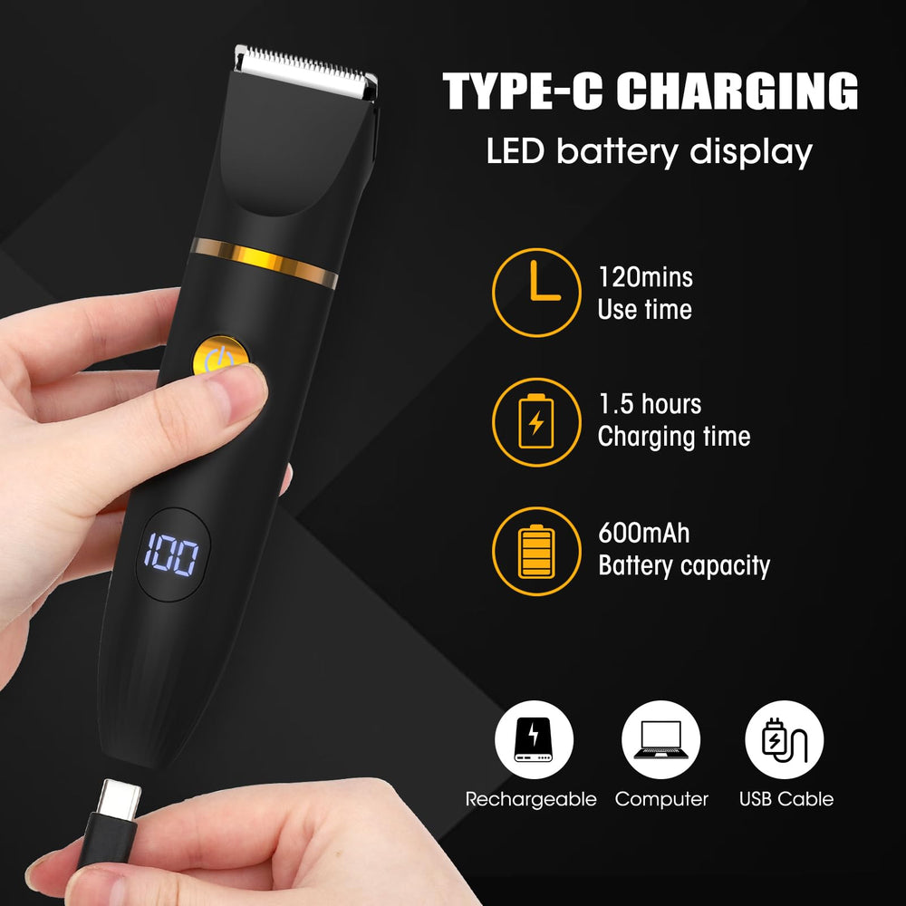 QREEYX Manscape Body Trimmer LED display shows battery status at a glance