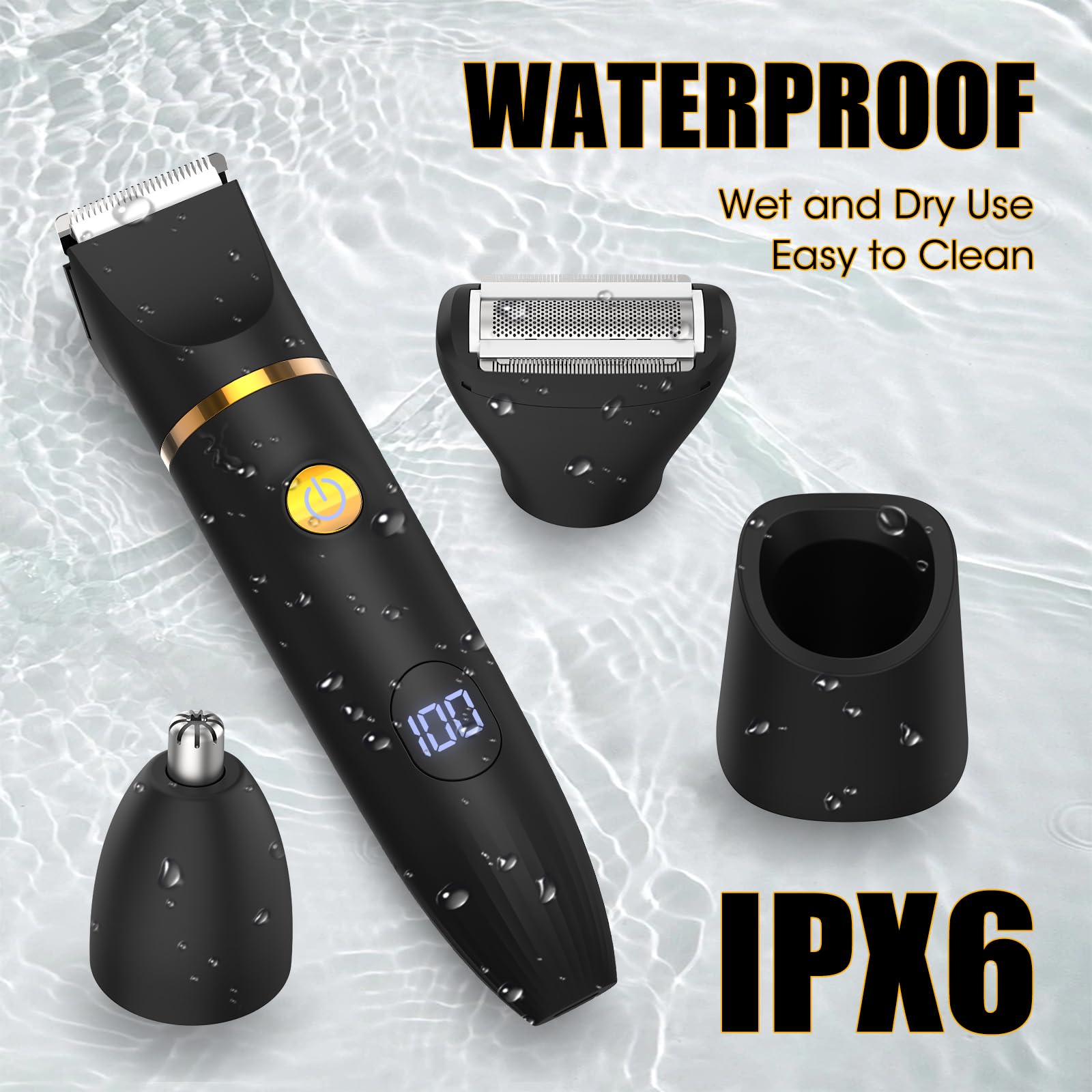 QREEYX Manscape Body Trimmer in waterproof setup for easy cleaning after use