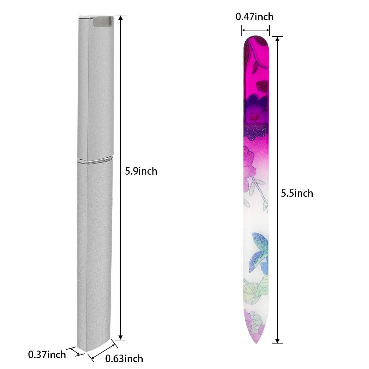 QRWT crystal glass nail files closeup showing double-sided filing surface.