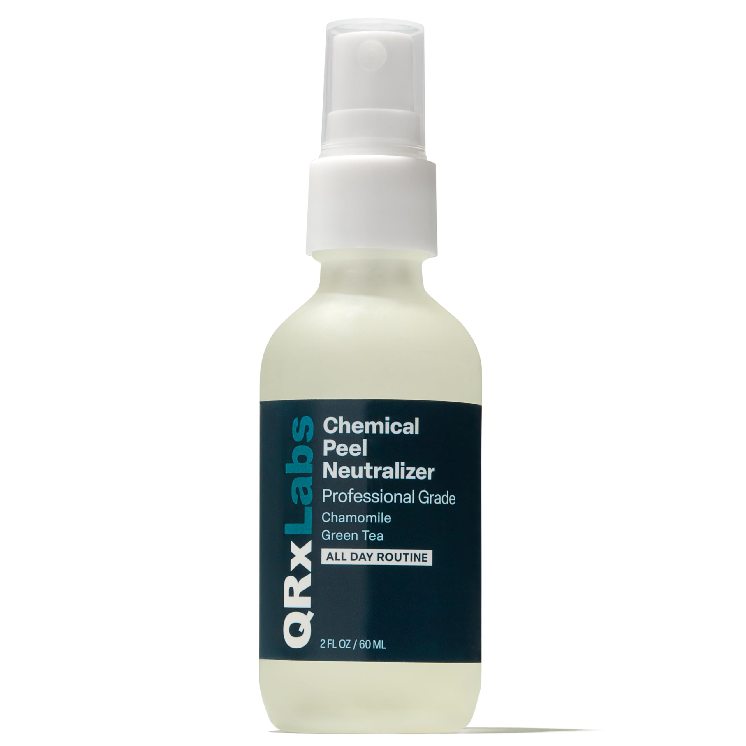 QRxLabs chemical peel neutralizer spray bottle balances skin after exfoliation.