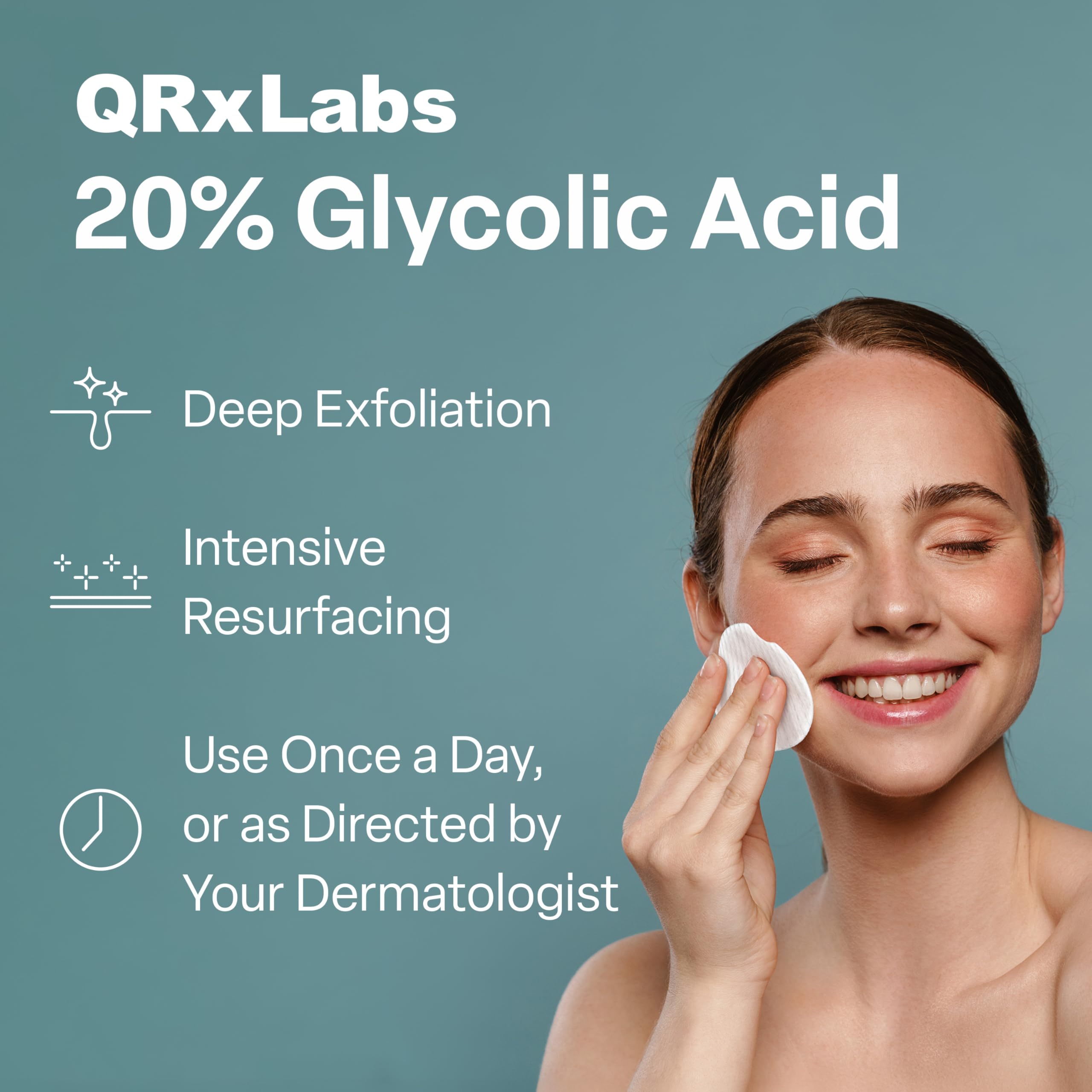 QRxLabs Glycolic 20% pads jar-closeup highlighting vitamin complex