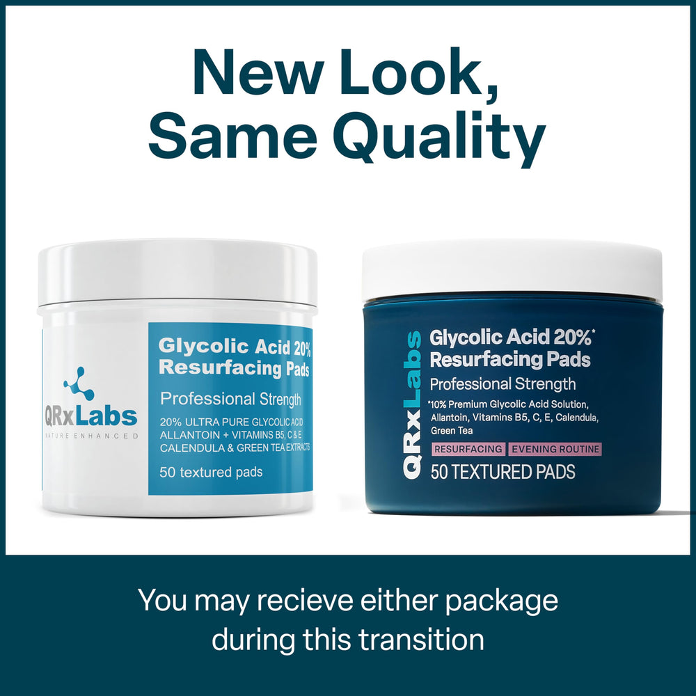 QRxLabs Glycolic 20% pads textured nonwoven pad ready for exfoliation