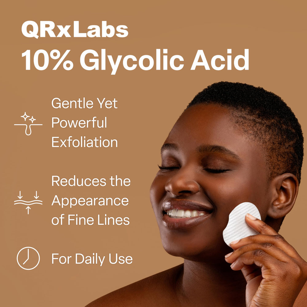 QRxLabs Glycolic Acid Pads closeup textured pad for gentle daily exfoliation