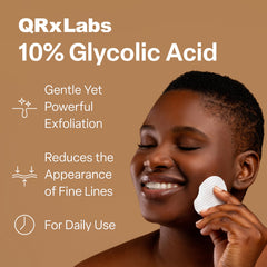 QRxLabs Glycolic Acid Pads closeup textured pad for gentle daily exfoliation