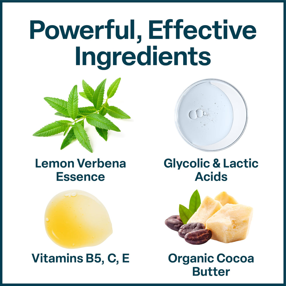 QRxLabs neck cream ingredients panel shows glycolic and lactic acids with royal jelly.