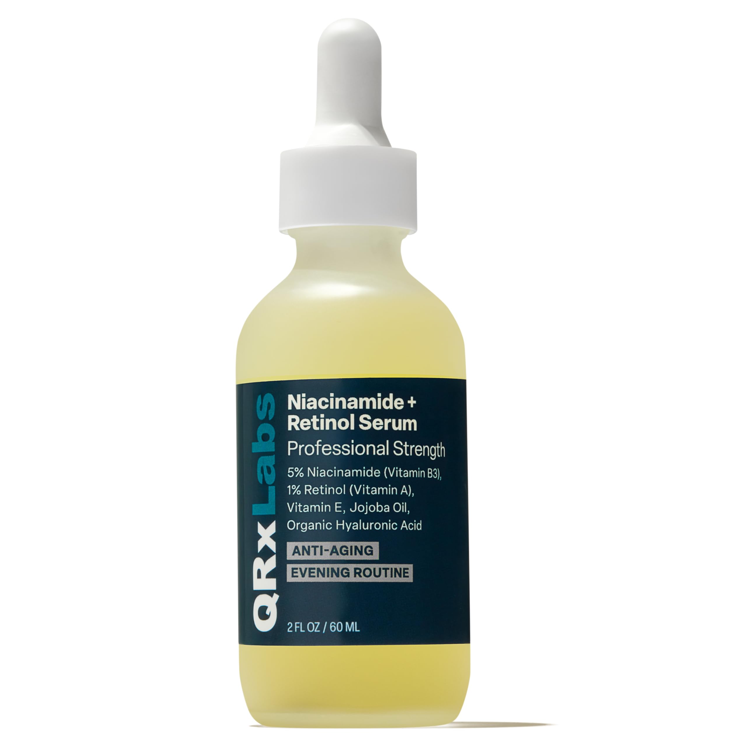 QRxLabs Niacinamide Serum bottle close-up showing premium packaging and brightening potential