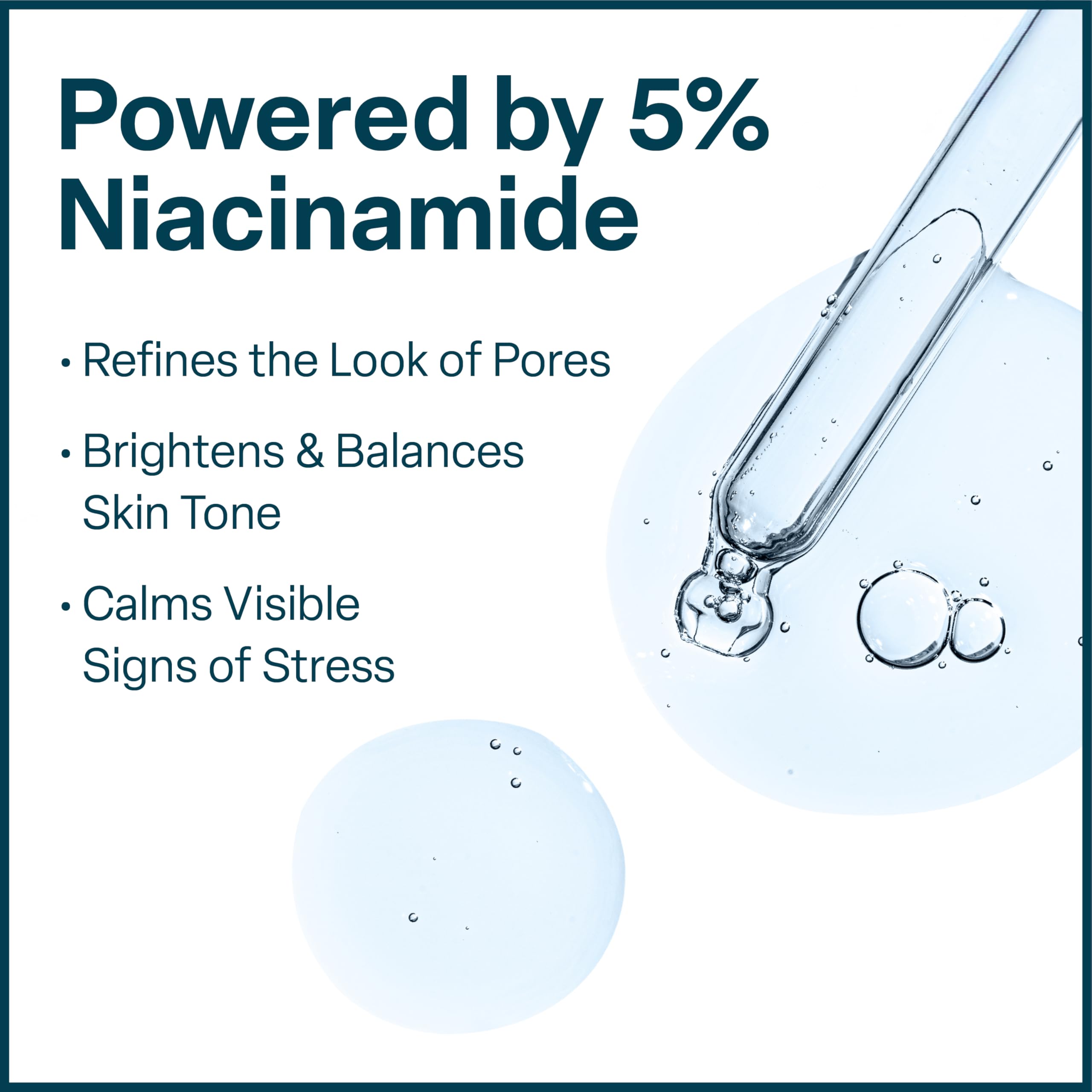 QRxLabs Niacinamide Serum texture zoom highlights silky feel and quick absorption