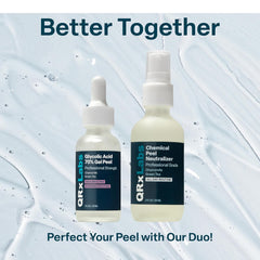 QRxLabs packaging close-up shows premium formulation and at-home care guidance.
