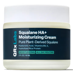 QRxLabs squalane face moisturizer bottle showcases clean, vegan hydration for daily use.