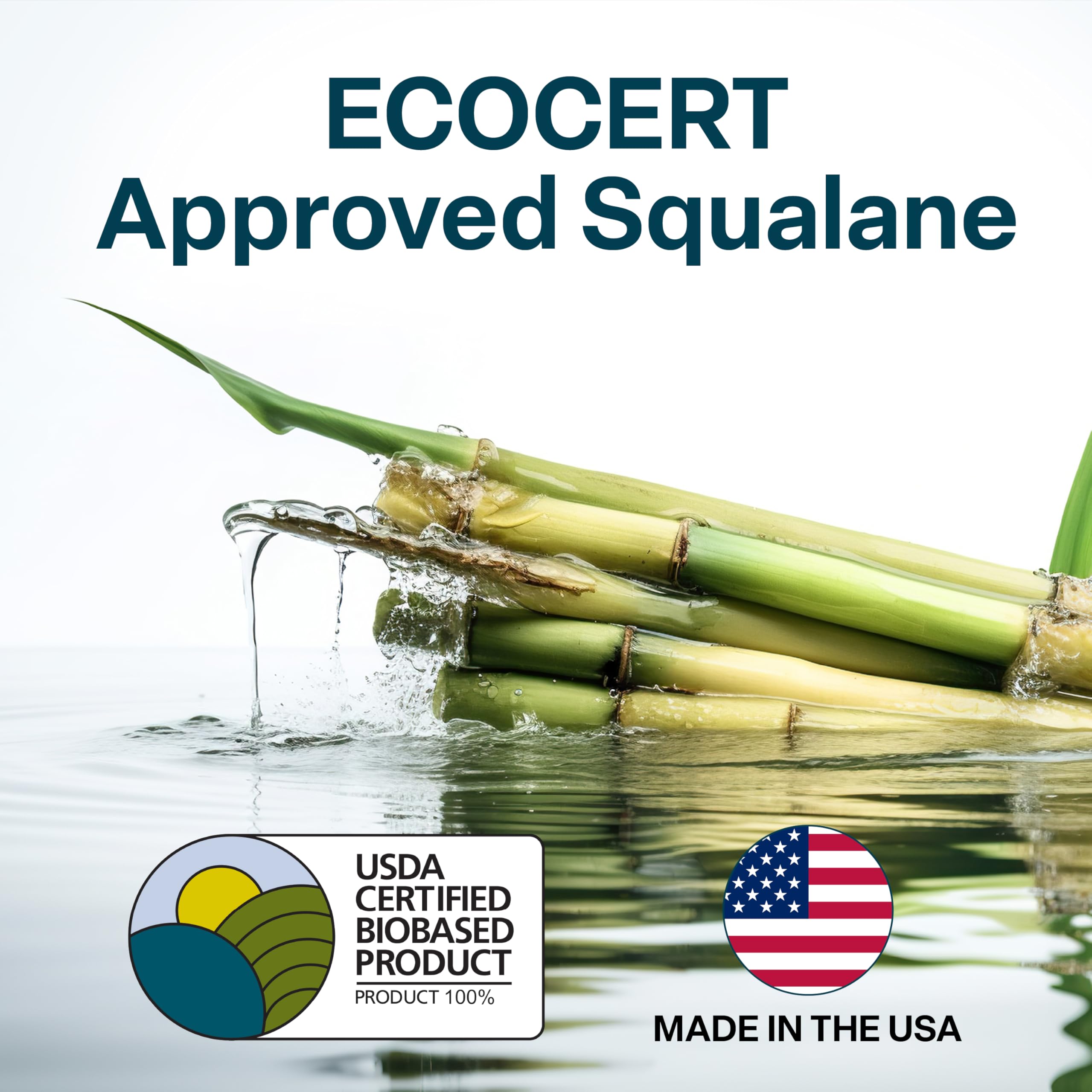 QRxLabs sugarcane-derived squalane packaging conveys eco-friendly, cruelty-free skincare in a bottle.