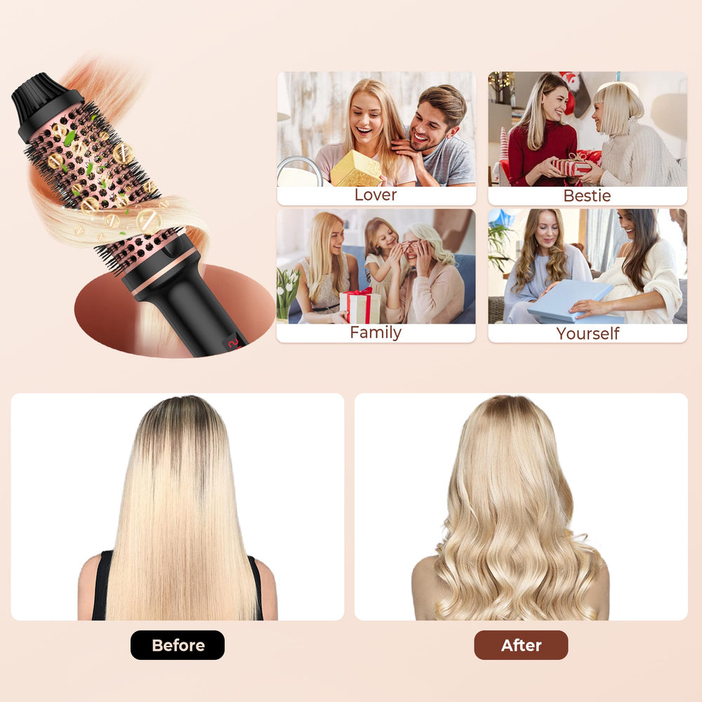 QSOOWIS anti-frizz smoothing via ions and ceramic barrel during brushing