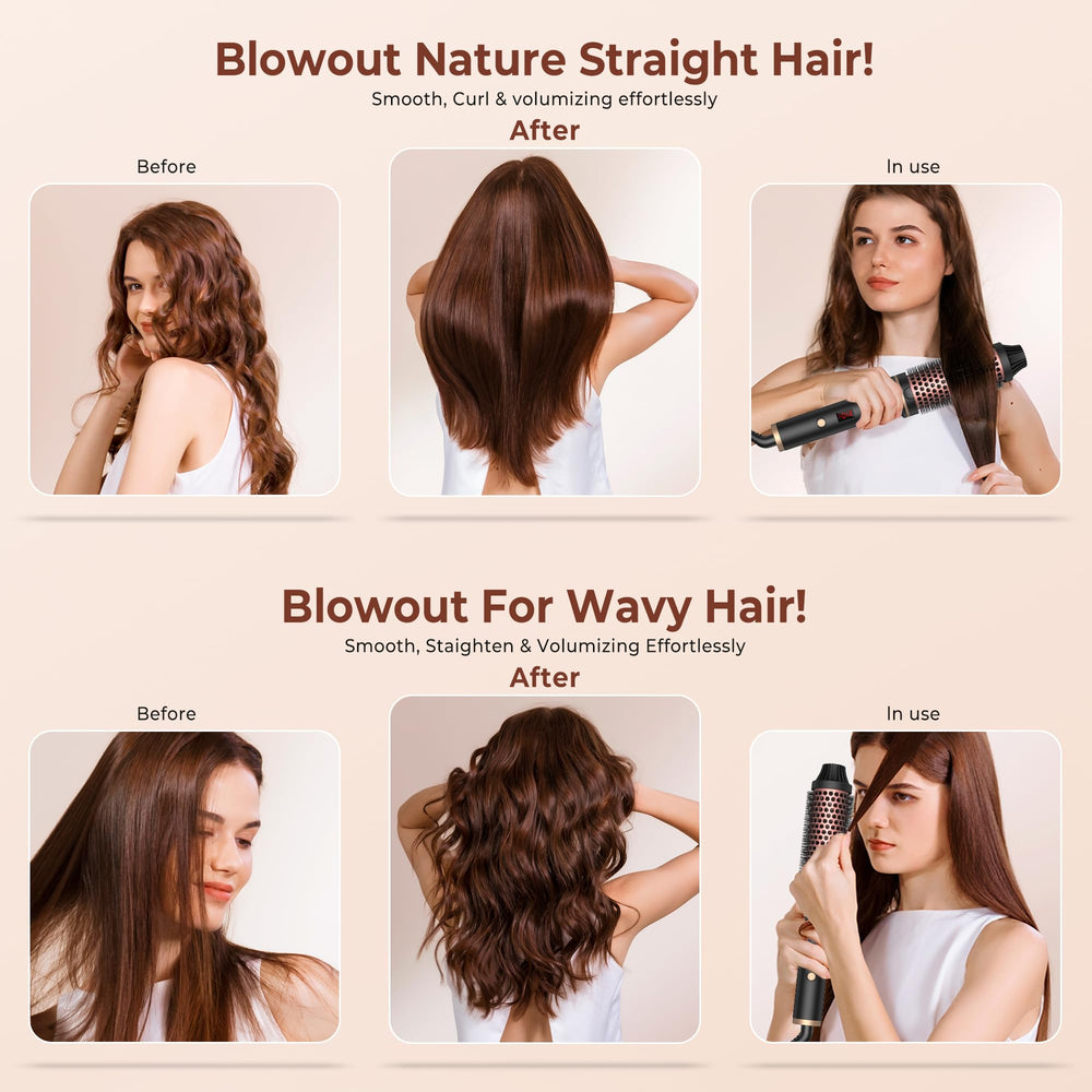 QSOOWIS root-volume styling with the heated brush for lift at the roots