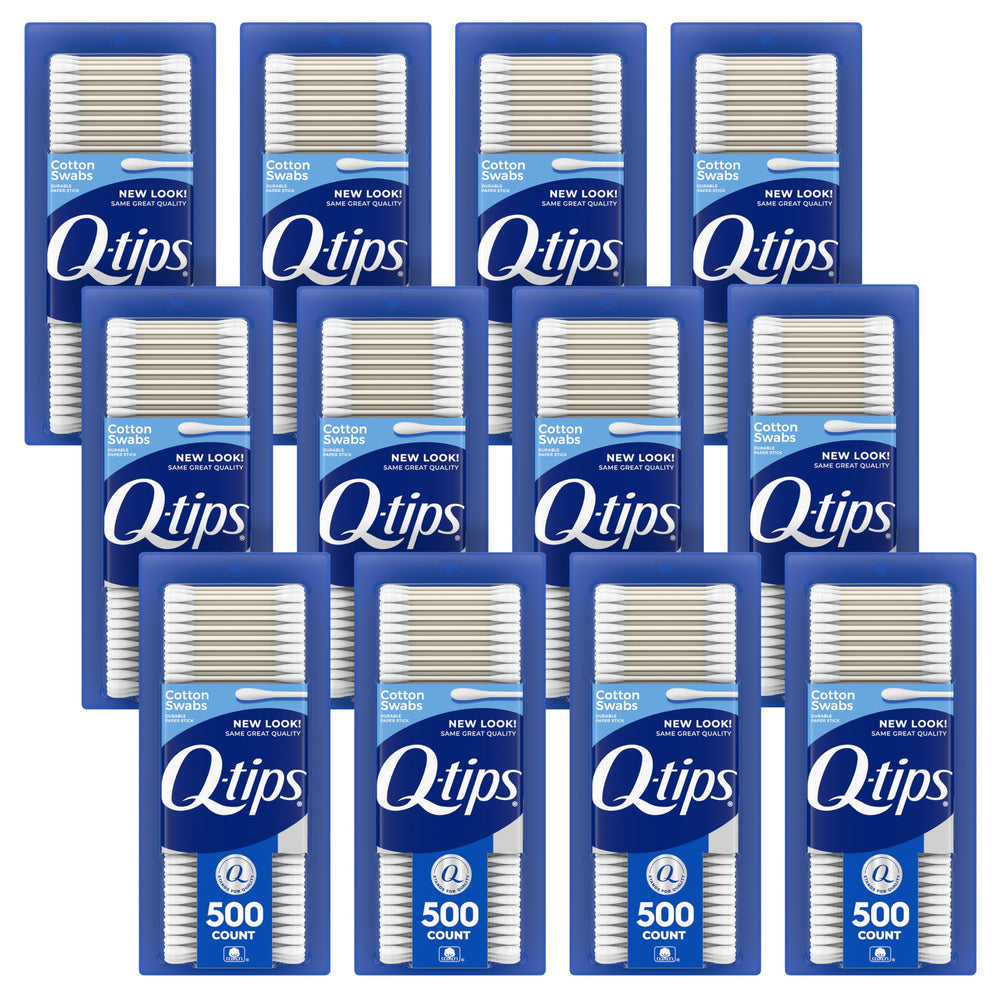 Q-tips Cotton Swabs original pack-12 box for everyday beauty and care tasks.