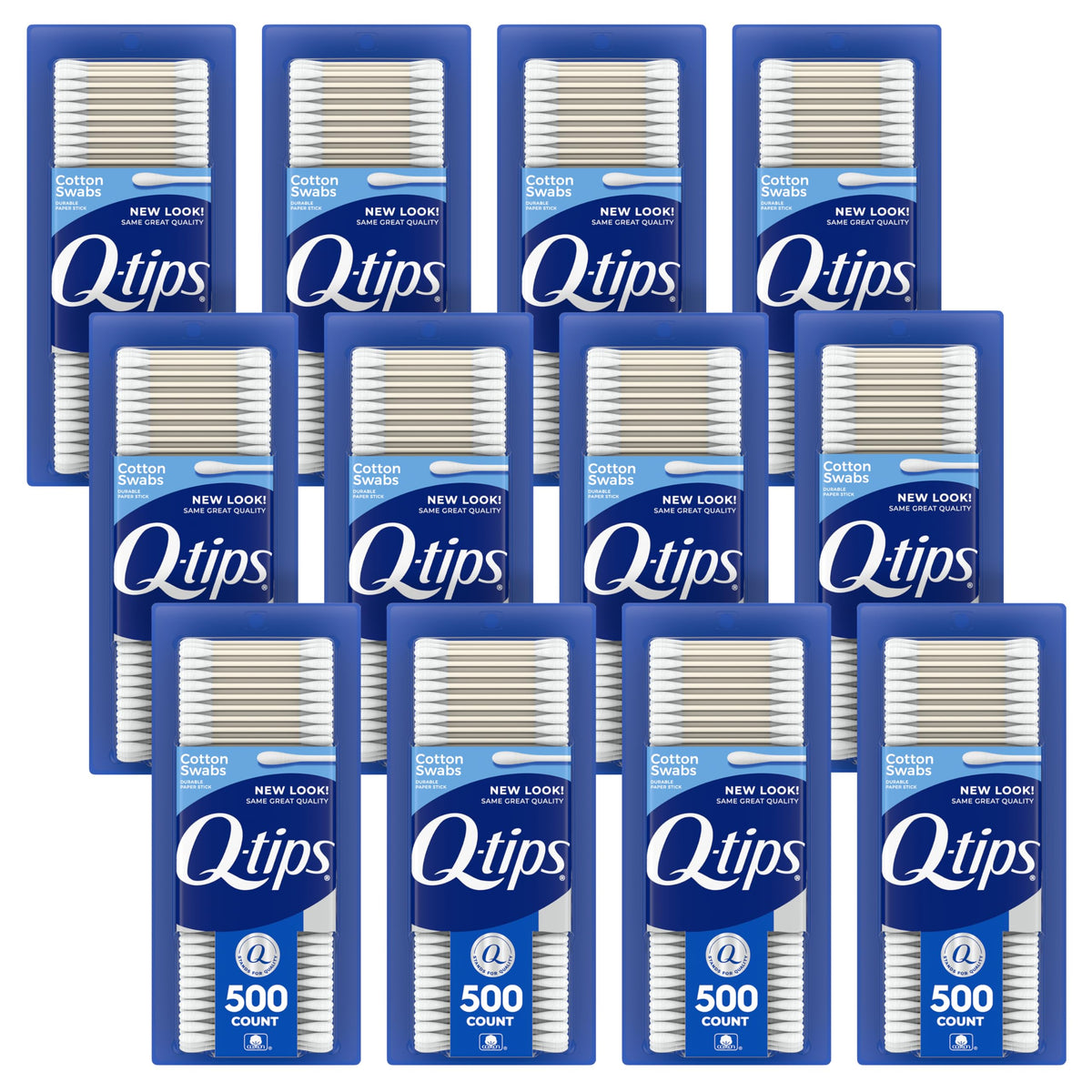Q-tips Cotton Swabs original pack-12 box for everyday beauty and care tasks.