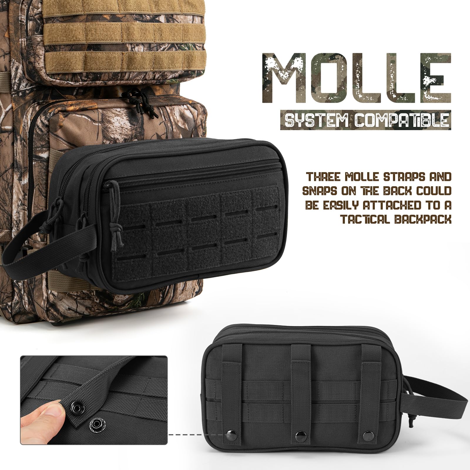 QT&QY compact dopp kit fits backpacks for lightweight travel and gym use.