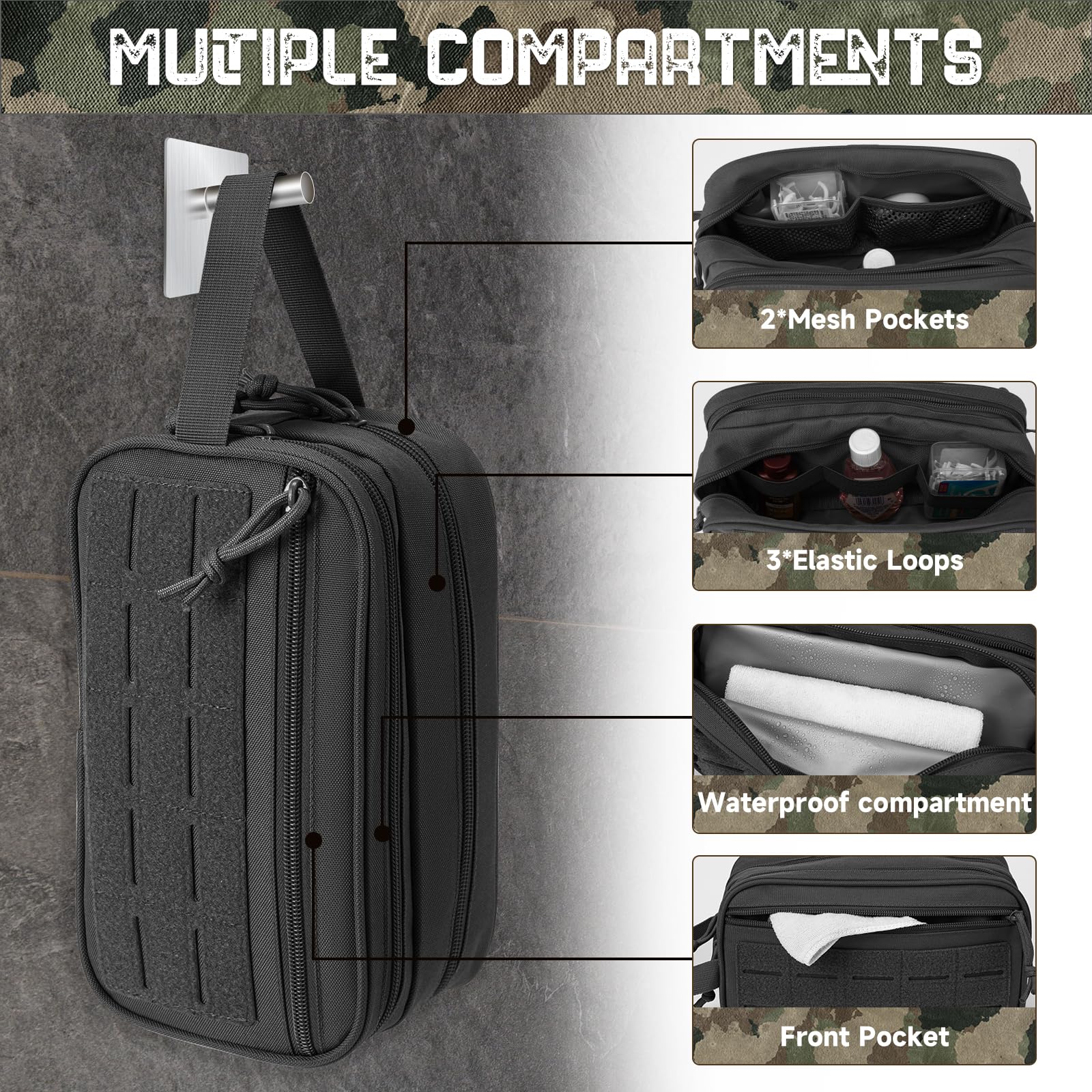 QT&QY organized interior with mesh pockets keeps toiletries tidy on the go.