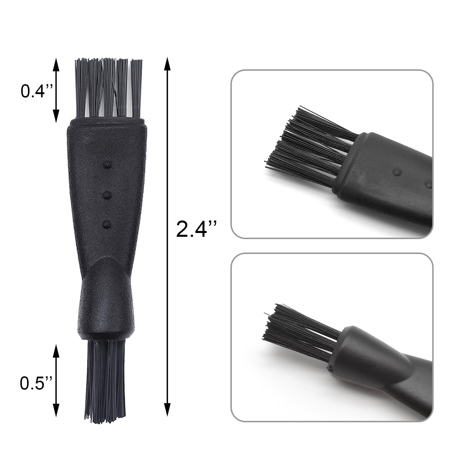 Quacc double-sided shaver brush cleans between blades for a fresher looking razor.