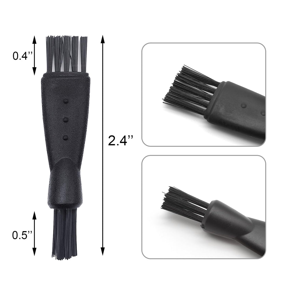 Quacc double-sided shaver brush cleans between blades for a fresher looking razor.
