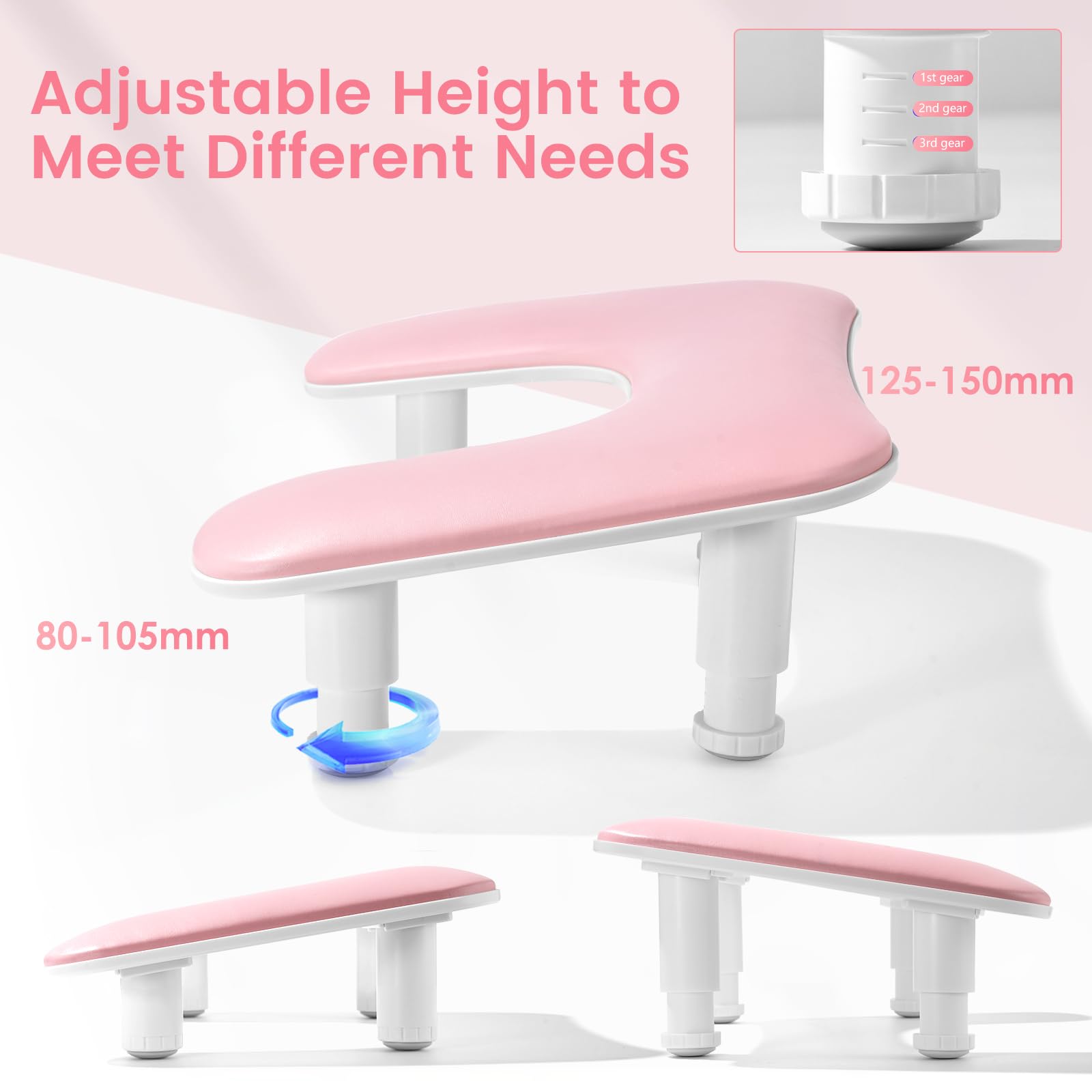 Quaferen arm rest ergonomic 15-degree angle supports shoulders during manicures.