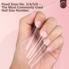 Quaferen XXL extra-long square tips in clear acrylic for dramatic nail extensions