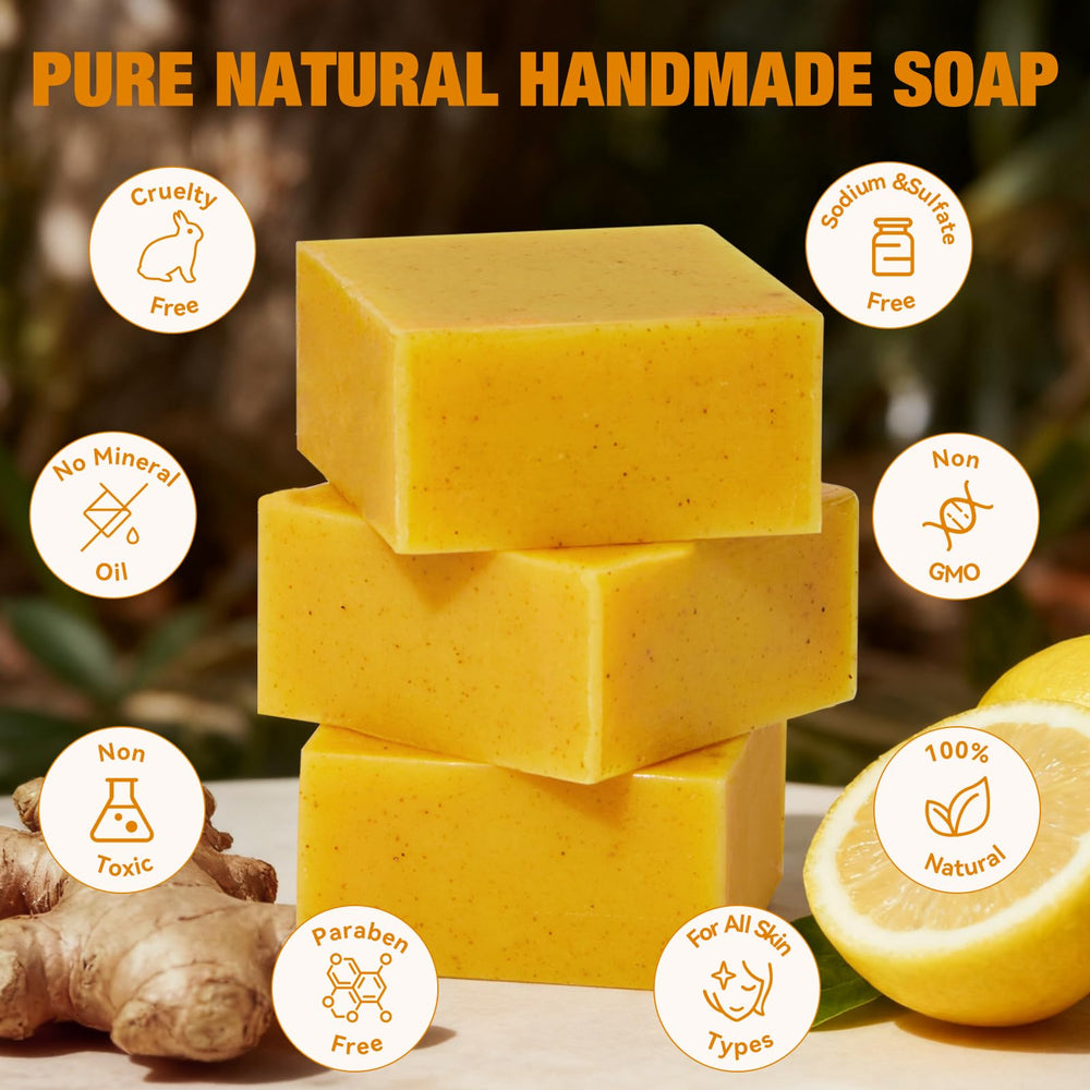 QualiLife Kojic turmeric soap bar lemon extract ingredient label close-up