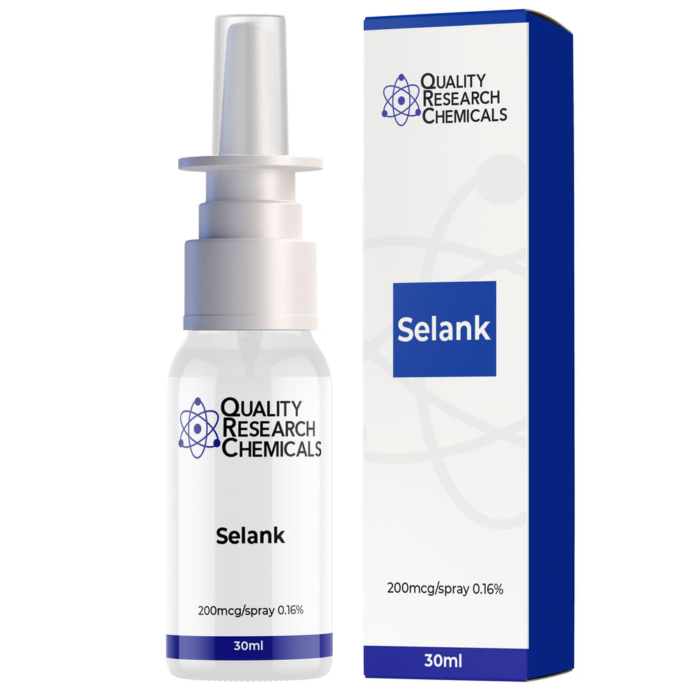 Quality Research Chemicals Selank spray front label shows 200mcg per spray for precise dosing.