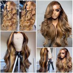 QUANDIAN 28-inch 13x6 ombre lace front wig bleach knot detail for easy customization