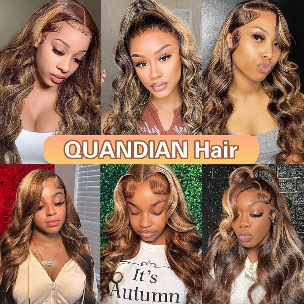 QUANDIAN 28-inch 13x6 ombre lace front wig honey blonde color for vibrant style