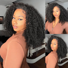 QUANDIAN kinky curly half wig cap construction highlights secure, comfortable fit