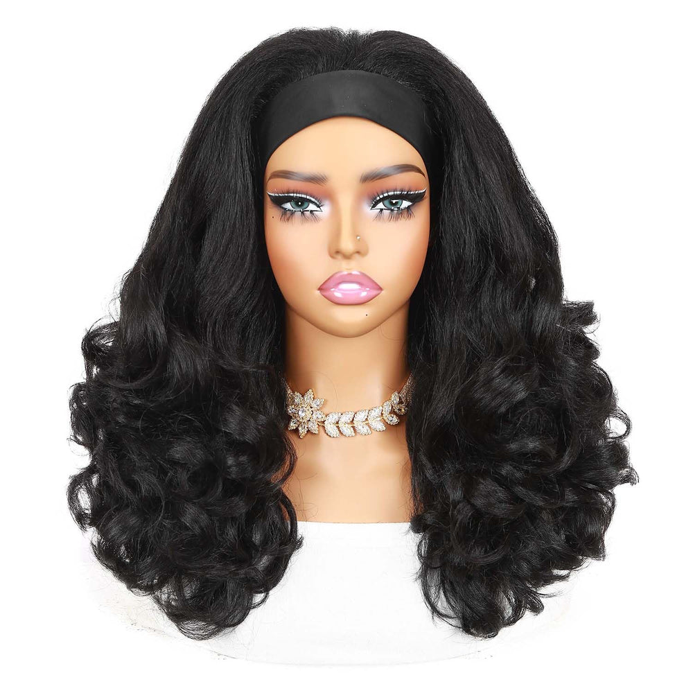 Quantum Love glueless headband wig with magic tape offers quick wear and secure fit.