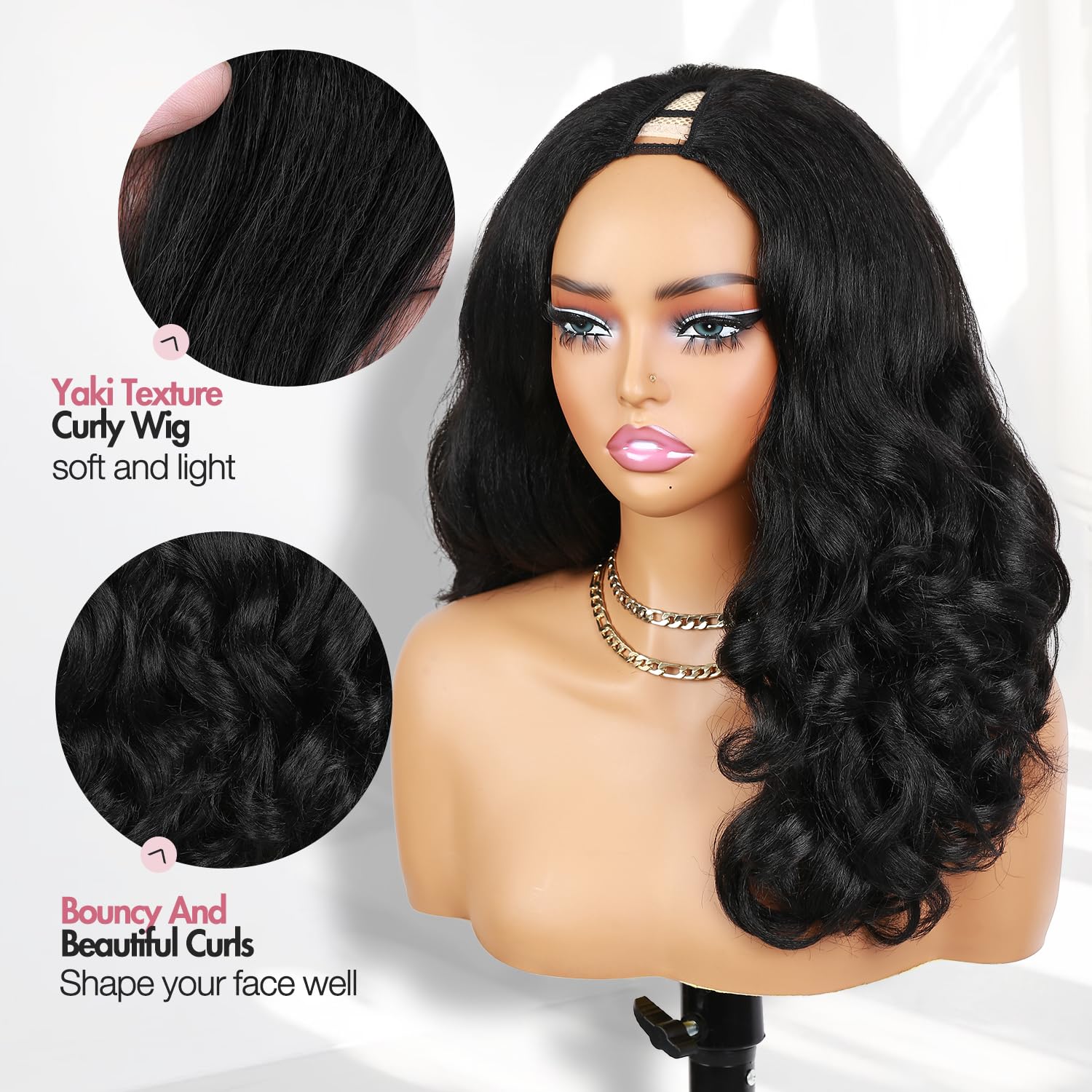 Quantum Love V Part Wig cap area shows secure five-clip design