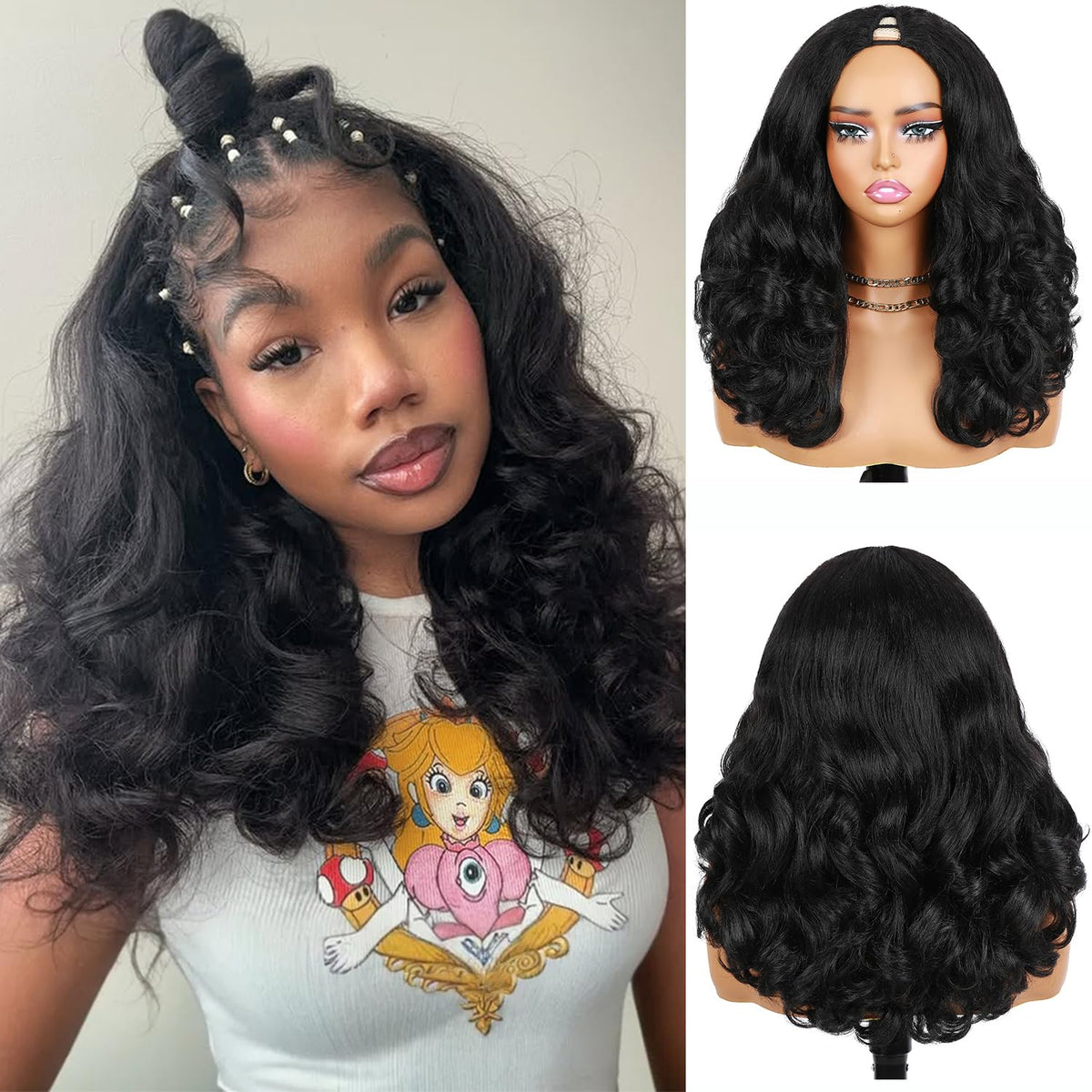 Quantum Love V Part Wig front view shows natural hairline for easy styling
