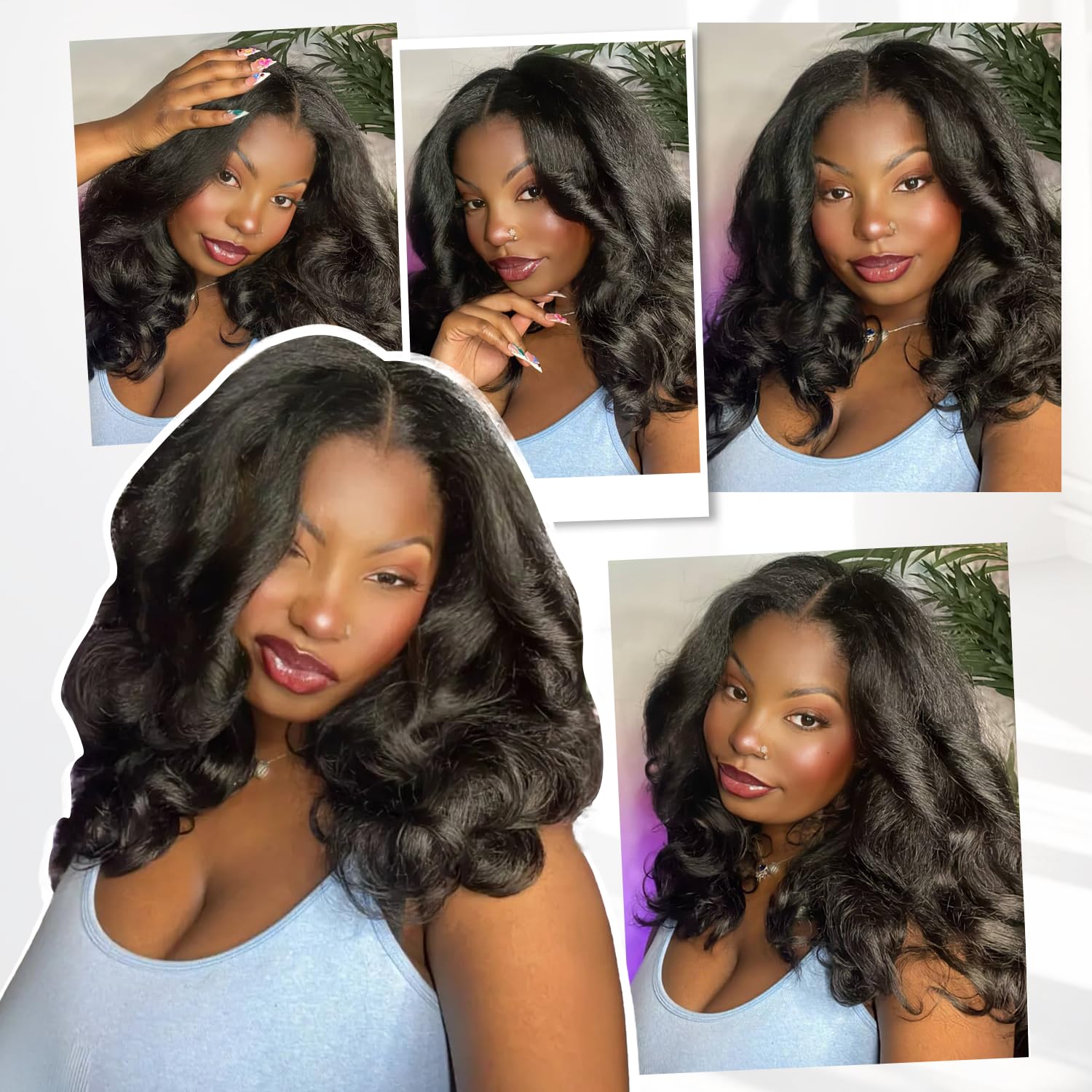 Quantum Love V Part Wig hairline detail enhances natural look