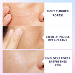 Quarxery Gentle Exfoliating Gel close up of pores before and after use