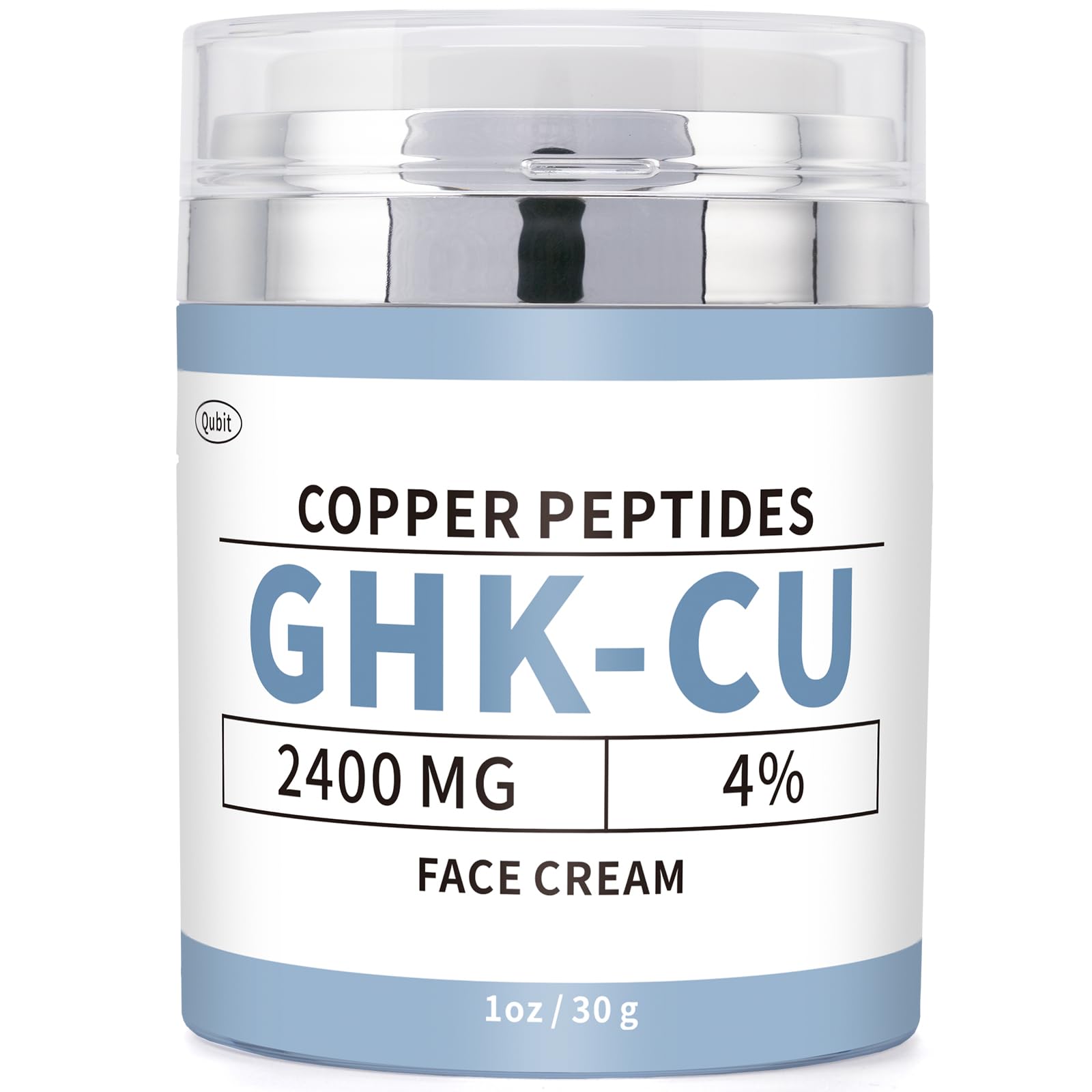 QUBIT GHK-Cu face cream tube close-up showing lightweight hydration for daily use